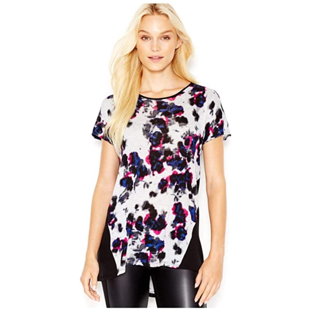 Kensie Women's Printed Contrast-Panel Shirt